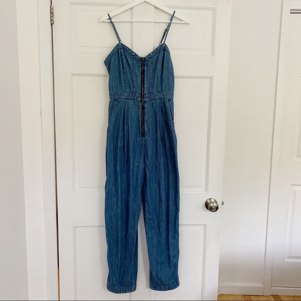 Zip front denim jumpsuit | Anthropologie